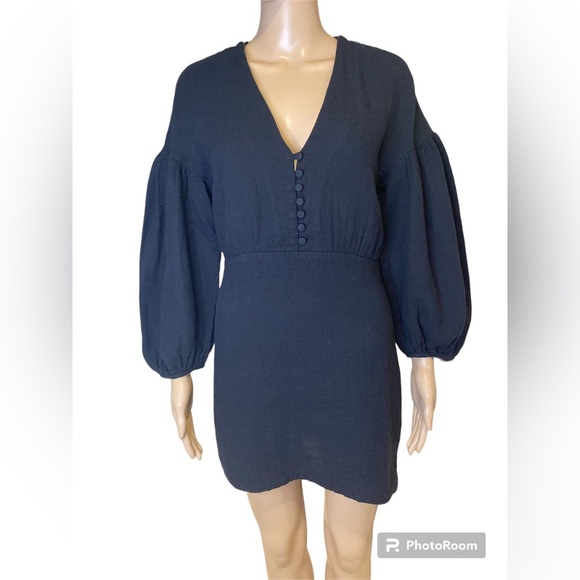 Zara Black Puff Sleeves Mini Dress Size S - Picture 1 of 3